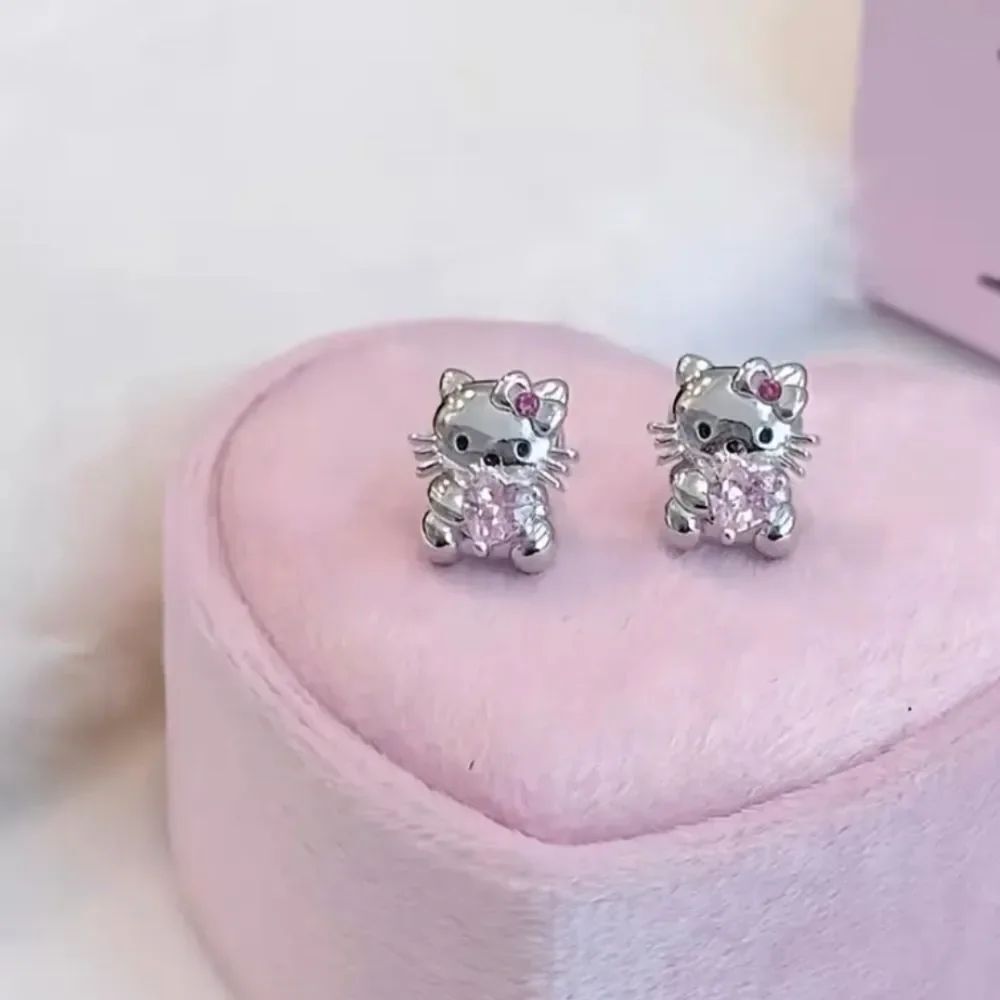 Hello Kitty Silver Titanium Steel Earrings